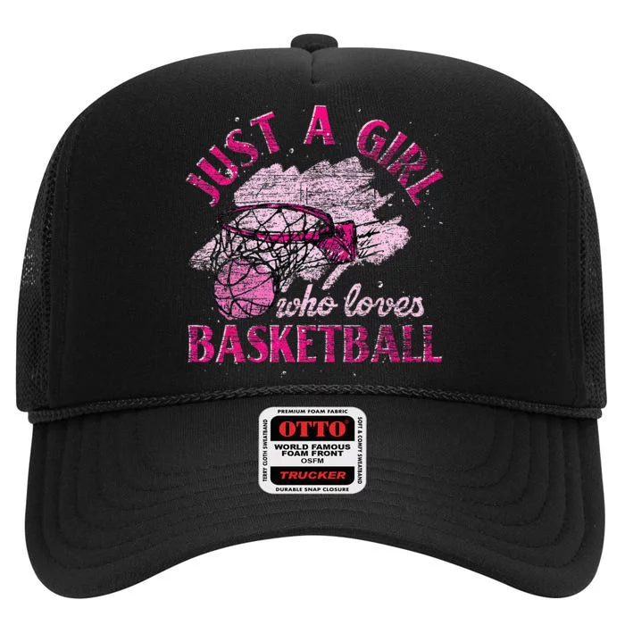 Basketball Lover Women Girls Basketball Player Basketball High Crown Mesh Trucker Hat