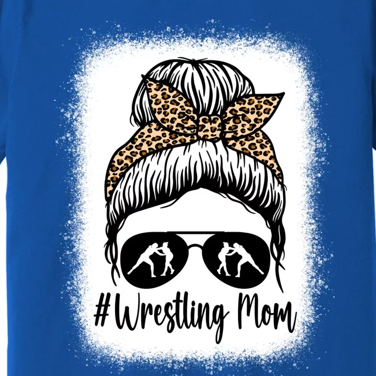 Bleached Life Wrestling Mom Leopard Messy Bun Glasses Gift Premium T-Shirt