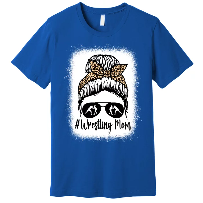 Bleached Life Wrestling Mom Leopard Messy Bun Glasses Gift Premium T-Shirt