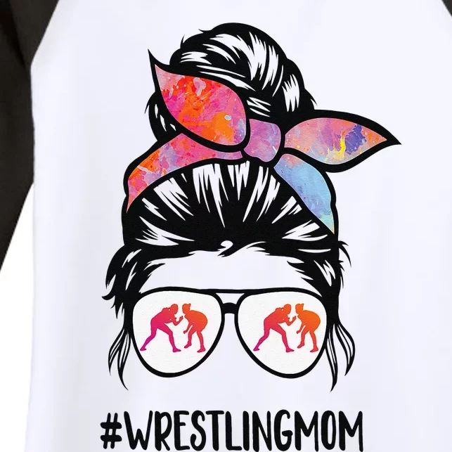 Bleached Life Wrestling Mom Leopard Messy bun Glasses Women's Tri-Blend 3/4-Sleeve Raglan Shirt