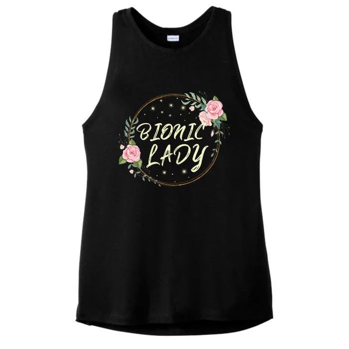 Bionic Lady Women Broken Bone Knee Recovering Surgery Gifts Ladies Tri-Blend Wicking Tank