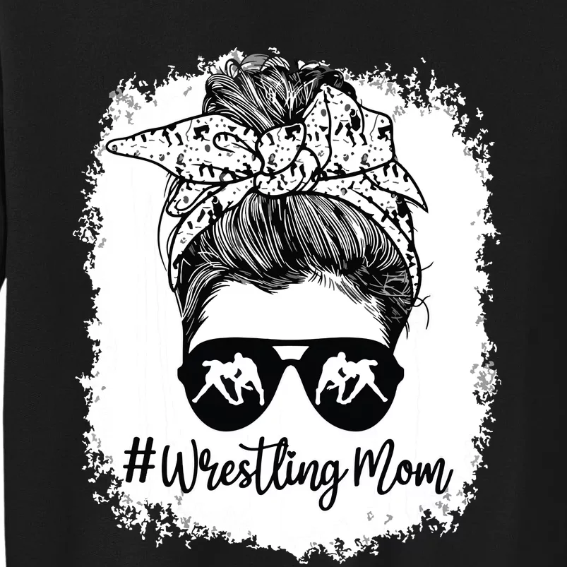 Bleached Life Wrestling Mom Leopard Messy Bun Glasses Sweatshirt