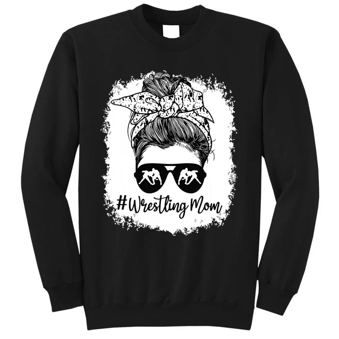 Bleached Life Wrestling Mom Leopard Messy Bun Glasses Sweatshirt