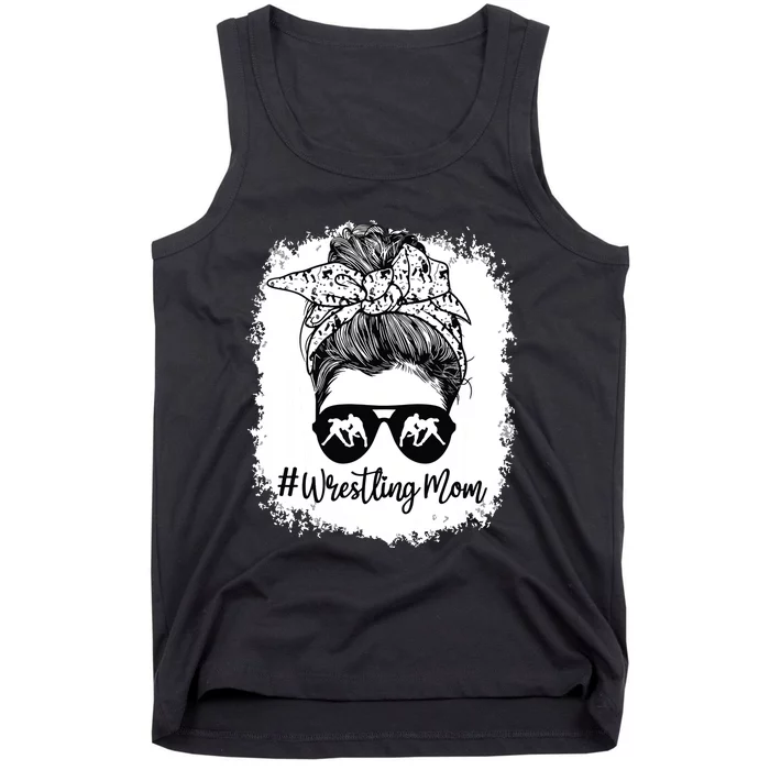 Bleached Life Wrestling Mom Leopard Messy Bun Glasses Tank Top