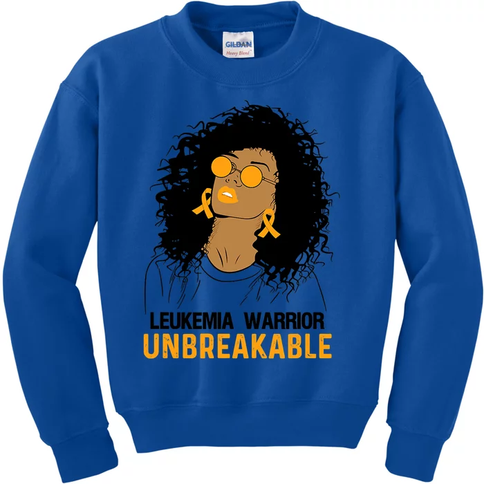 Black Leukemia Warrior Unbreakable Gift Kids Sweatshirt