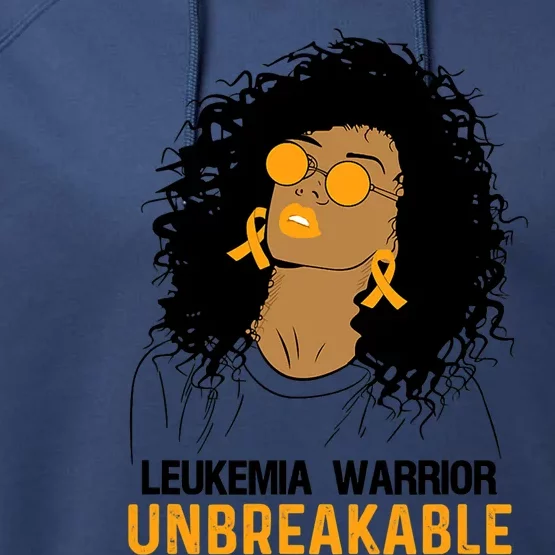 Black Leukemia Warrior Unbreakable Gift Performance Fleece Hoodie