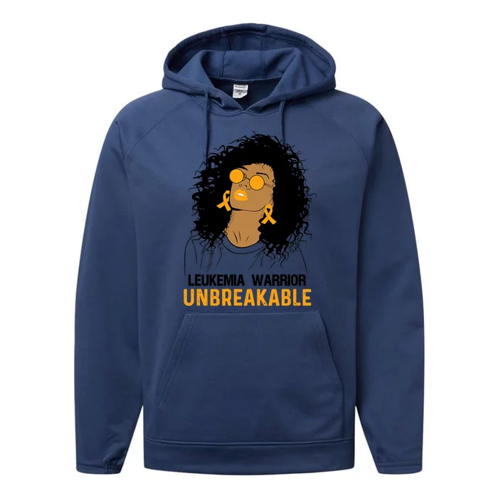 Black Leukemia Warrior Unbreakable Gift Performance Fleece Hoodie