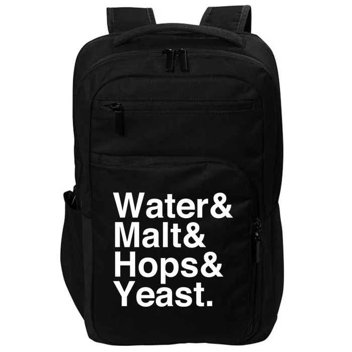 Beer Lovers Water Malt Hops Yeast Beer Gift Impact Tech Backpack