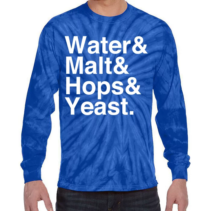 Beer Lovers Water Malt Hops Yeast Beer Gift Tie-Dye Long Sleeve Shirt