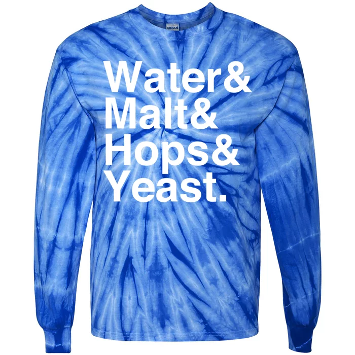 Beer Lovers Water Malt Hops Yeast Beer Gift Tie-Dye Long Sleeve Shirt