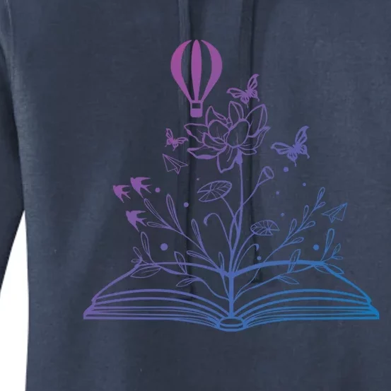 Book Lovers Wildflowers Book Reading Cute Book Lover Teacher Meaningful Gift Women's Pullover Hoodie