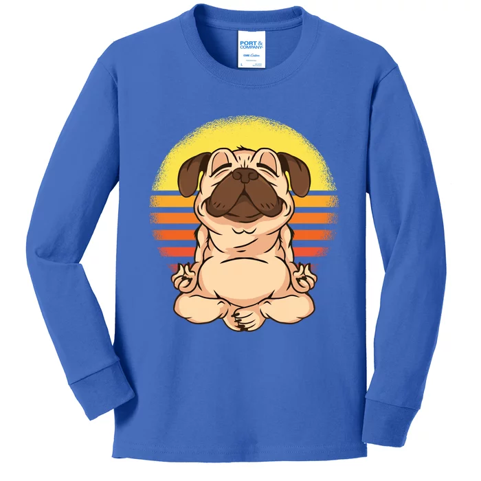 Be Like Water Cute Yoga Pug Funny Gift Kids Long Sleeve Shirt