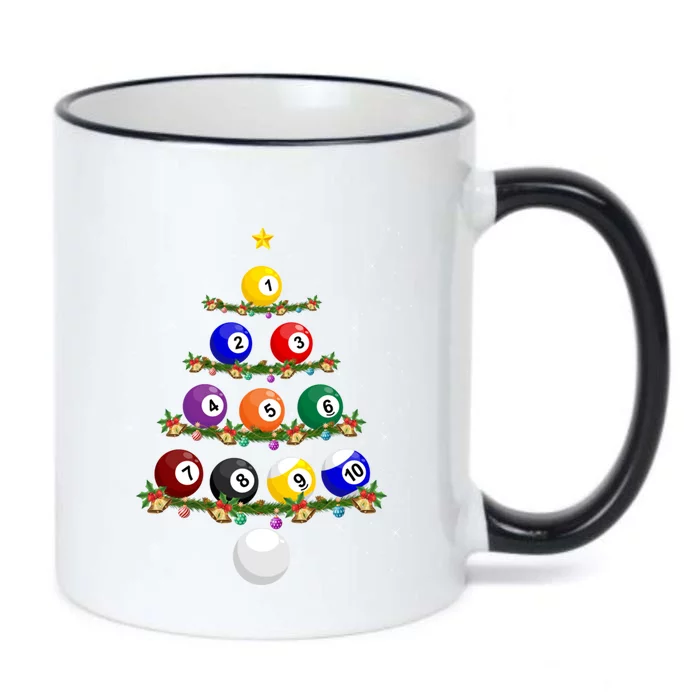 Billiards Lover Xmas Tree Lights Santa Billiards Christmas Cool Gift Black Color Changing Mug