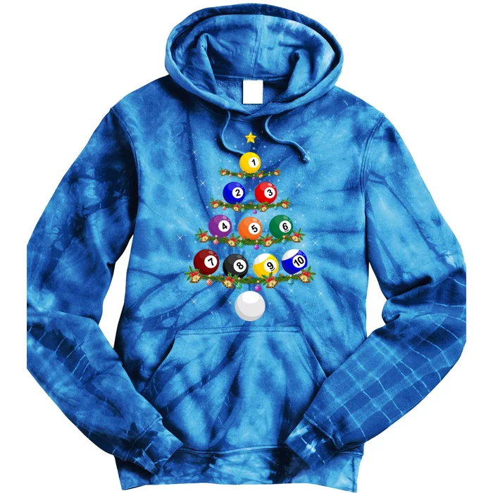 Billiards Lover Xmas Tree Lights Santa Billiards Christmas Cool Gift Tie Dye Hoodie