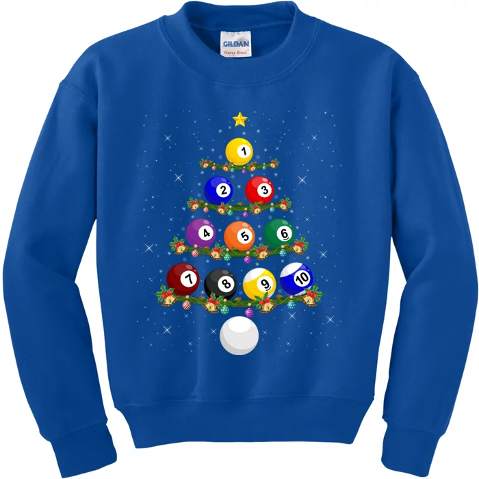 Billiards Lover Xmas Tree Lights Santa Billiards Christmas Cool Gift Kids Sweatshirt