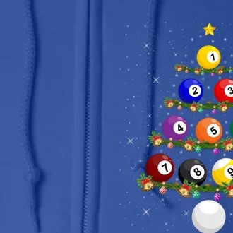 Billiards Lover Xmas Tree Lights Santa Billiards Christmas Cool Gift Full Zip Hoodie