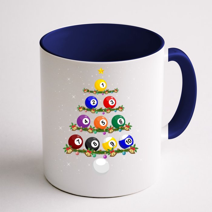 Billiards Lover Xmas Tree Lights Santa Billiards Christmas Cool Gift Front & Back Coffee Mug