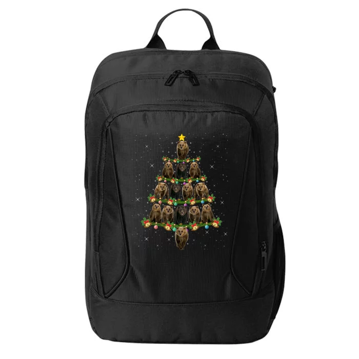 Bear Lover Xmas Tree Lights Santa Bear Christmas Funny Gift City Backpack