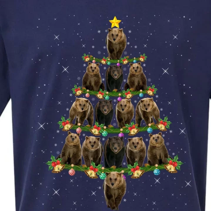 Bear Lover Xmas Tree Lights Santa Bear Christmas Funny Gift Sueded Cloud Jersey T-Shirt