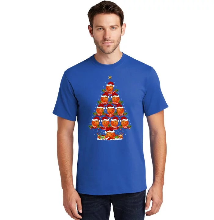 Basketball Lover Xmas Holiday Basketball Christmas Tree Gift Tall T-Shirt