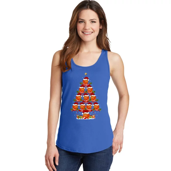 Basketball Lover Xmas Holiday Basketball Christmas Tree Gift Ladies Essential Tank