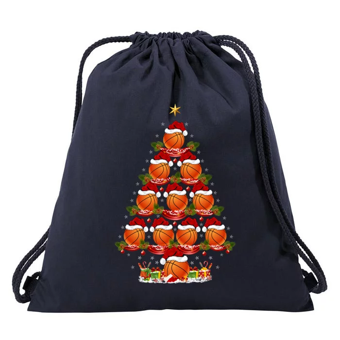 Basketball Lover Xmas Holiday Basketball Christmas Tree Gift Drawstring Bag