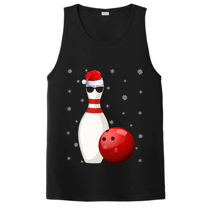 Bowling Lover Xmas Holiday Santa Bowling Christmas Gift Performance Tank