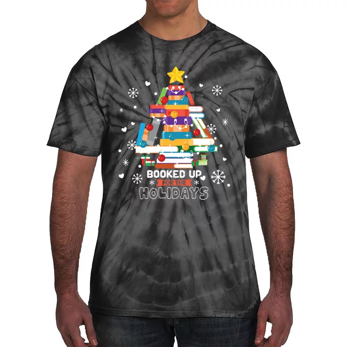 Book Lover Xmas Tree Librarian Booked Up For The Holidays Long Sleeve Tie-Dye T-Shirt