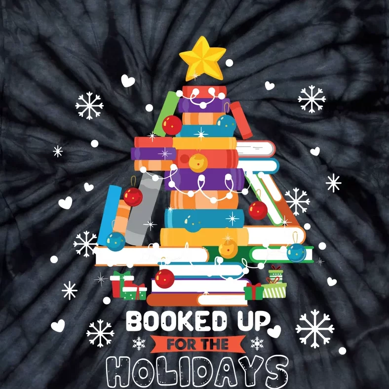 Book Lover Xmas Tree Librarian Booked Up For The Holidays Long Sleeve Tie-Dye T-Shirt