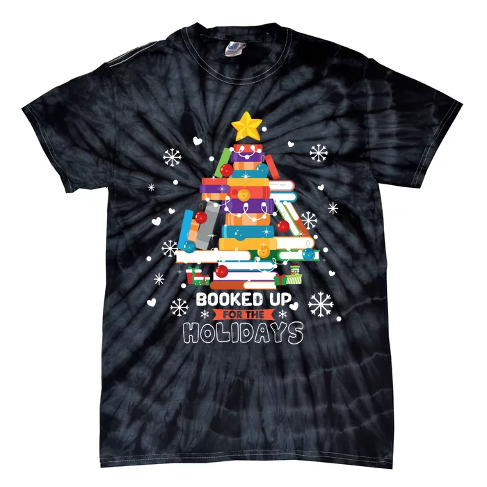 Book Lover Xmas Tree Librarian Booked Up For The Holidays Long Sleeve Tie-Dye T-Shirt