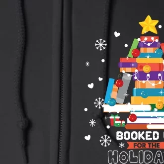 Book Lover Xmas Tree Librarian Booked Up For The Holidays Long Sleeve Full Zip Hoodie