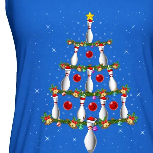 Bowling Lover Xmas Tree Lights Santa Bowling Christmas Great Gift Ladies Essential Flowy Tank