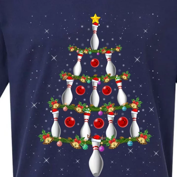 Bowling Lover Xmas Tree Lights Santa Bowling Christmas Great Gift Sueded Cloud Jersey T-Shirt