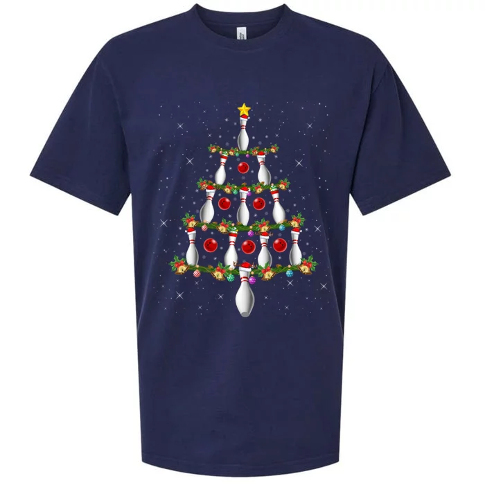 Bowling Lover Xmas Tree Lights Santa Bowling Christmas Great Gift Sueded Cloud Jersey T-Shirt