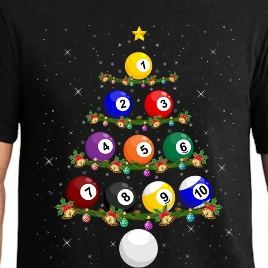 Billiards Lover Xmas Tree Lights Santa Billiards Christmas Gift Pajama Set