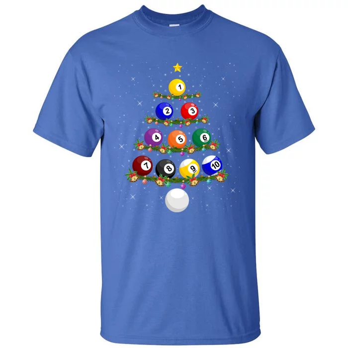 Billiards Lover Xmas Tree Lights Santa Billiards Christmas Gift Tall T-Shirt