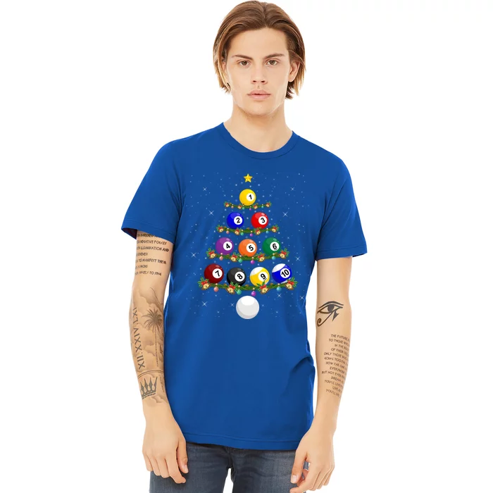 Billiards Lover Xmas Tree Lights Santa Billiards Christmas Gift Premium T-Shirt