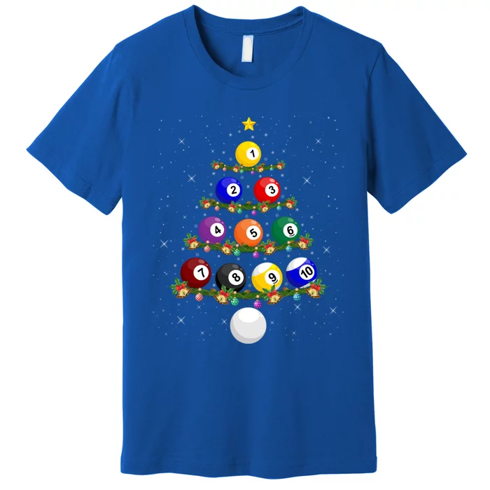 Billiards Lover Xmas Tree Lights Santa Billiards Christmas Gift Premium T-Shirt