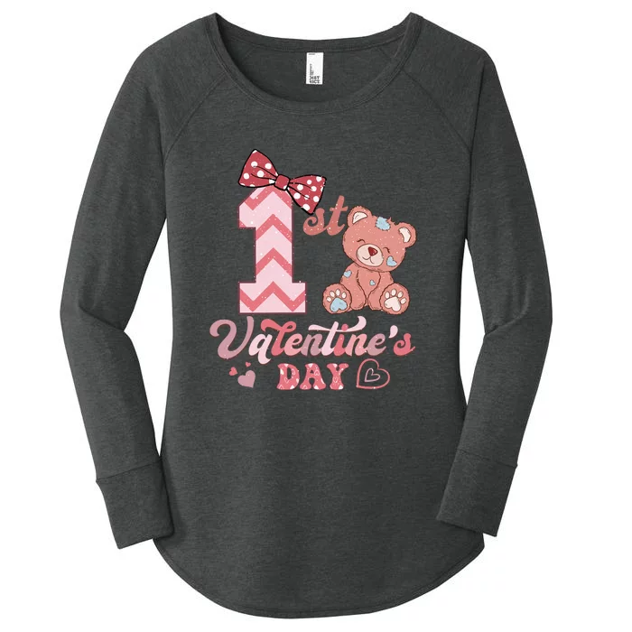 Bear My 1st Valentine's Day Gift For Girl Women's Perfect Tri Tunic Long Sleeve Shirt