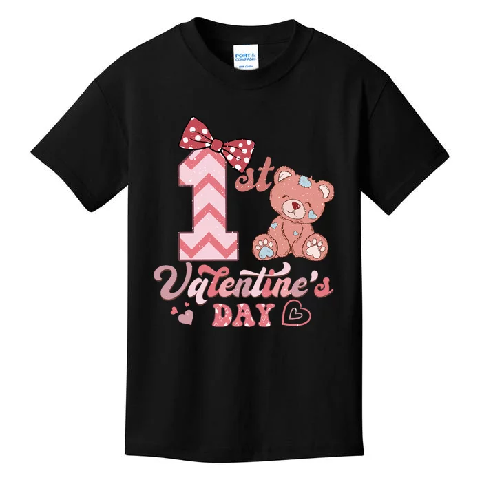 Bear My 1st Valentine's Day Gift For Girl Kids T-Shirt