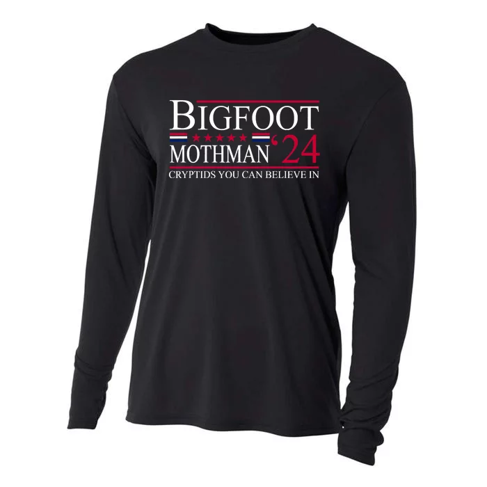 Bigfoot Mothman 2024 President Election Funny Vote Bigfoot Cooling Performance Long Sleeve Crew