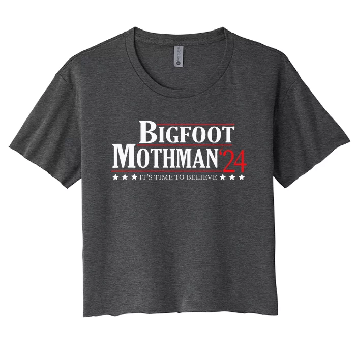 Bigfoot Mothman 2024 Cryptid President Women's Crop Top Tee