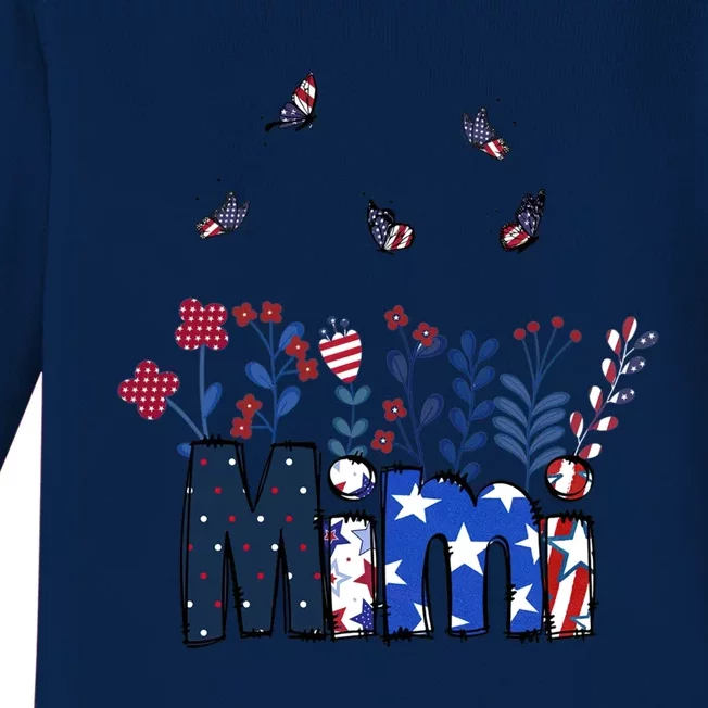 Butterflies Mimi 4th Of July Happy Usa Independence Christm Great Gift Baby Long Sleeve Bodysuit