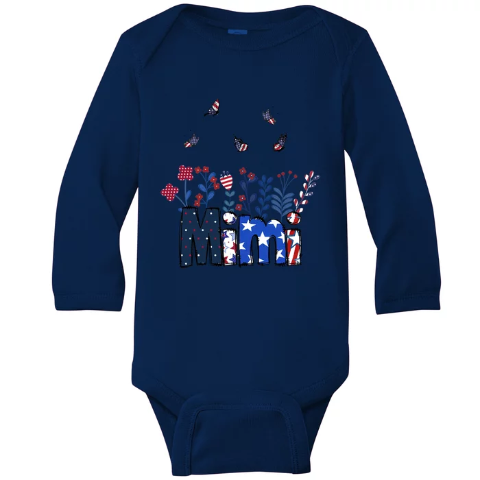 Butterflies Mimi 4th Of July Happy Usa Independence Christm Great Gift Baby Long Sleeve Bodysuit