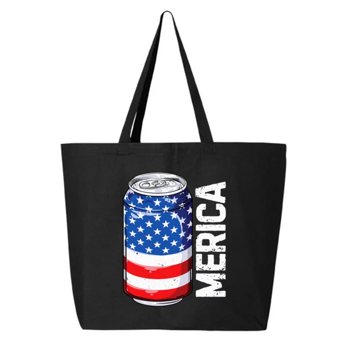 Beer Merica 4th of July American Flag  Drinking Can 25L Jumbo Tote