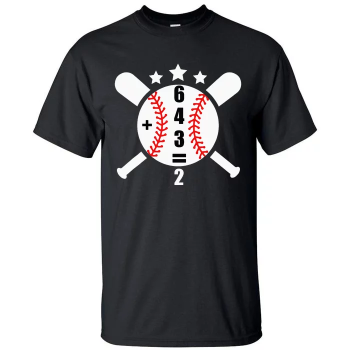 Baseball Math 6 4 3 2 Double Play Cute Softball Game Tall T-Shirt