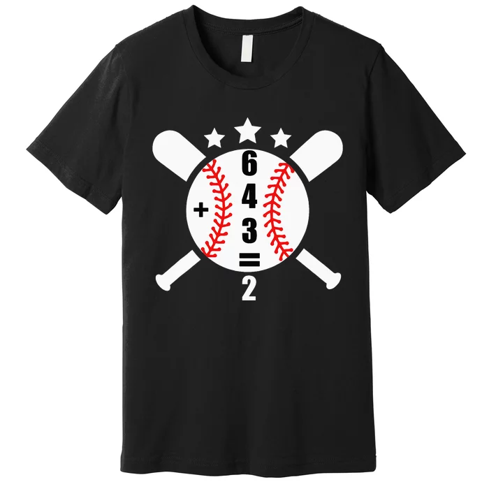 Baseball Math 6 4 3 2 Double Play Cute Softball Game Premium T-Shirt