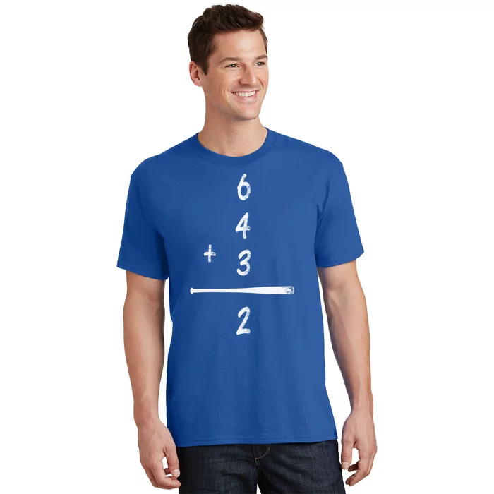 Baseball Math 6 4 3 2 Double Play Cute Gift Softball Game Gift T-Shirt