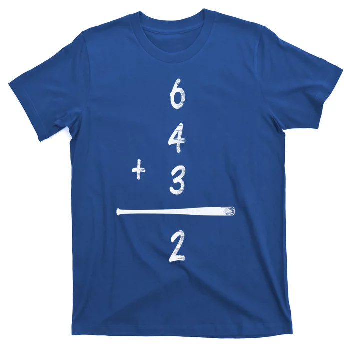 Baseball Math 6 4 3 2 Double Play Cute Gift Softball Game Gift T-Shirt