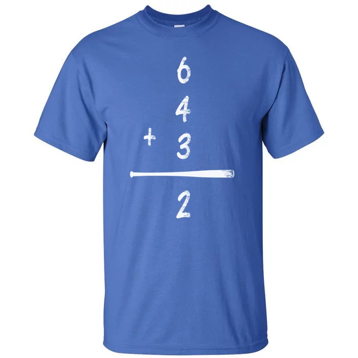 Baseball Math 6 4 3 2 Double Play Cute Gift Softball Game Gift Tall T-Shirt